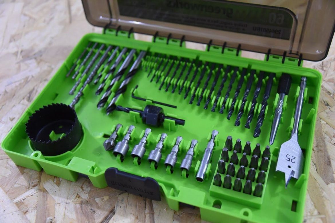 набор сверл, бит и коронок Greenworks 60 предметов